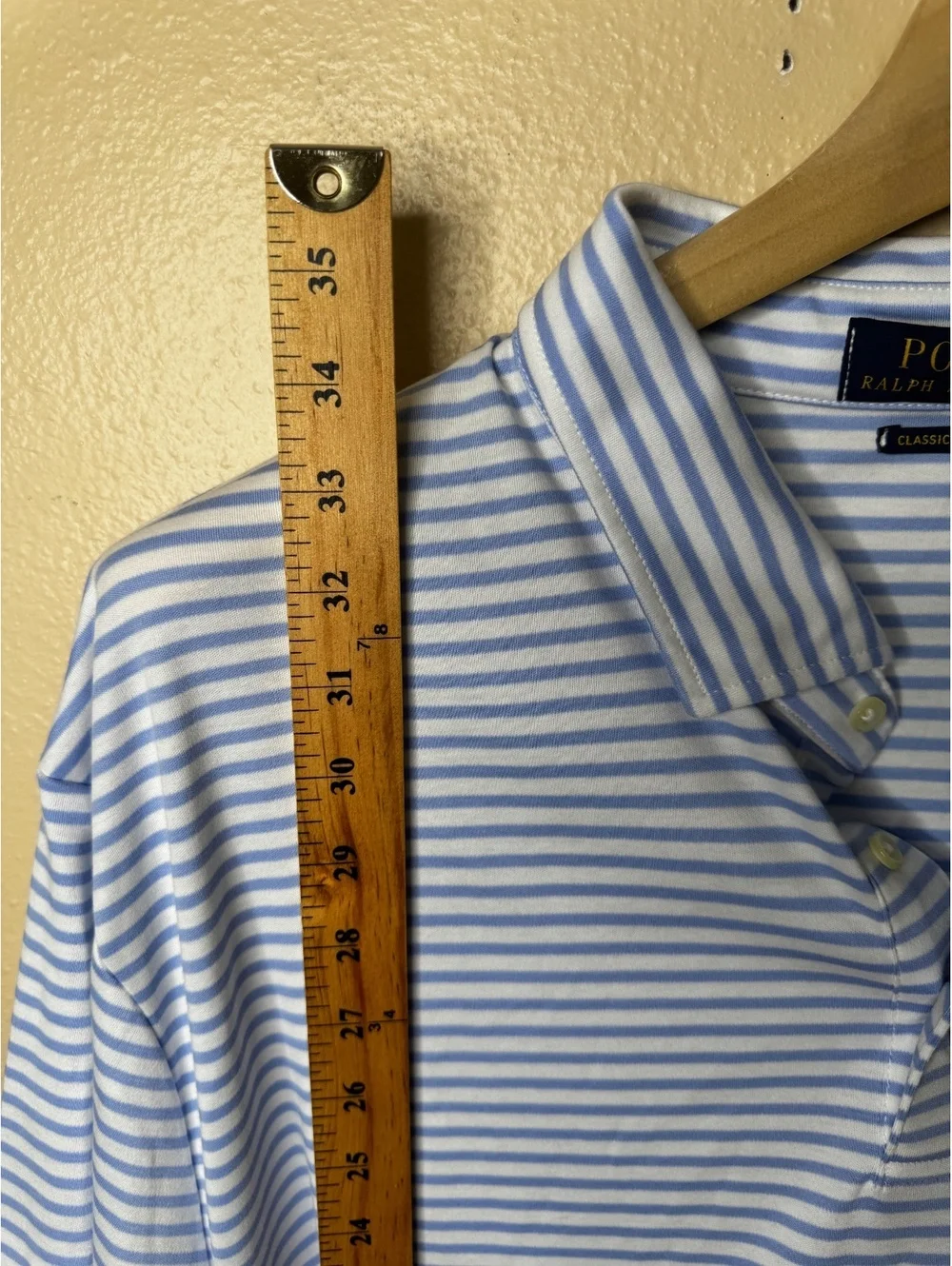 Polo Ralph Lauren Shirt Men's XXL Blue White Striped Polo Classic Fit